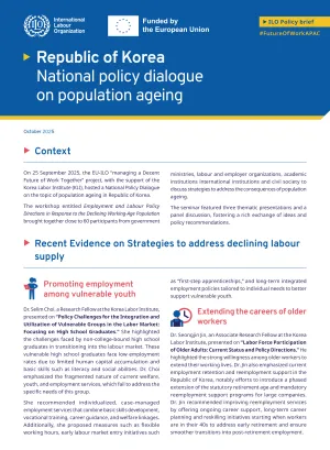 First page of the brief: Republic of Korea National policy dialogue on population ageing