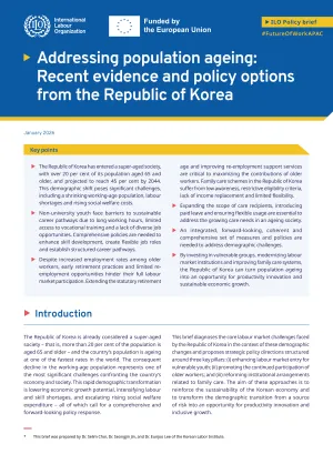 First page of the brief: Addressing population ageing: Recent evidence and policy options from the Republic of Korea