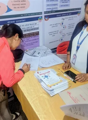 The Employment Service Centres of Pokhara Metropolitan City showcase their stall at the Job Fair in Pokhara.