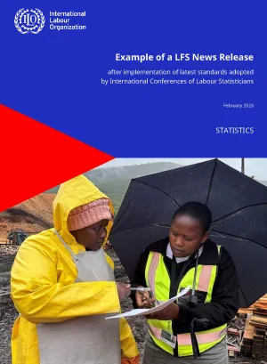 Cover with a woman conducting a survey to another woman at her workplace, which is a construction site; it's raining