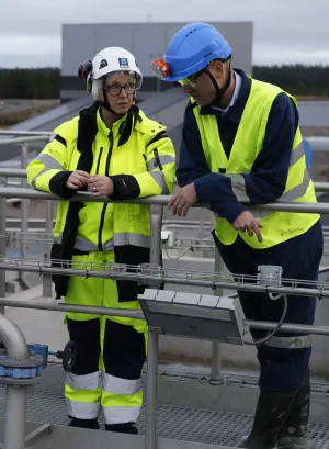 Maria Lindvall (left), 35, environment project leader at the Boliden Garpenberg underground mine (Sweden). Located 200 km northwest of Stockholm, Garpenberg is one of the world's most modern mines. It is also Swedens oldest mining area still in operatio