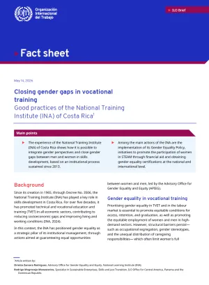 Closing gender gaps in vocational training: Good practices of the National Training Institute (INA) of Costa Rica