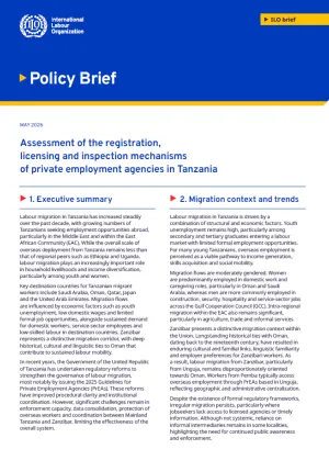 Cover page of a policy brief on private employment agency regulation in Tanzania.
