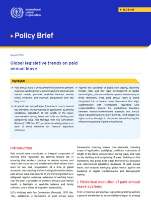 The cover of research brief on Global legislative trends on paid annual leave