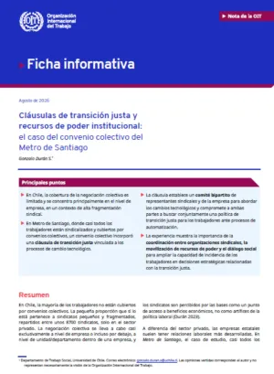 Ficha Informativa: Cláusulas de transición justa y recursos de poder institucional - Metro Santiago, Chile