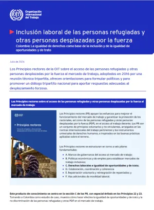 Cover page of the brief on Forced displacement contexts and decent work