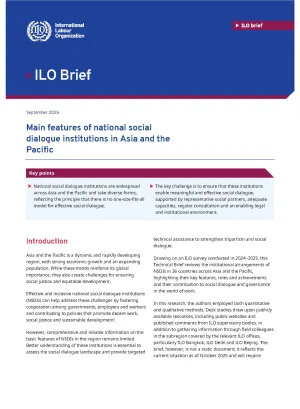 Cover for Main features of national social dialogue institutions in Asia and the Pacific 