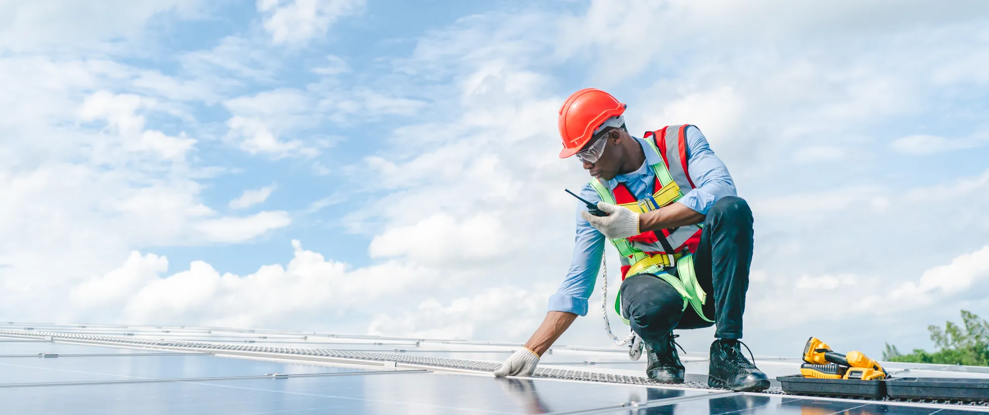 Working on solar farm construction