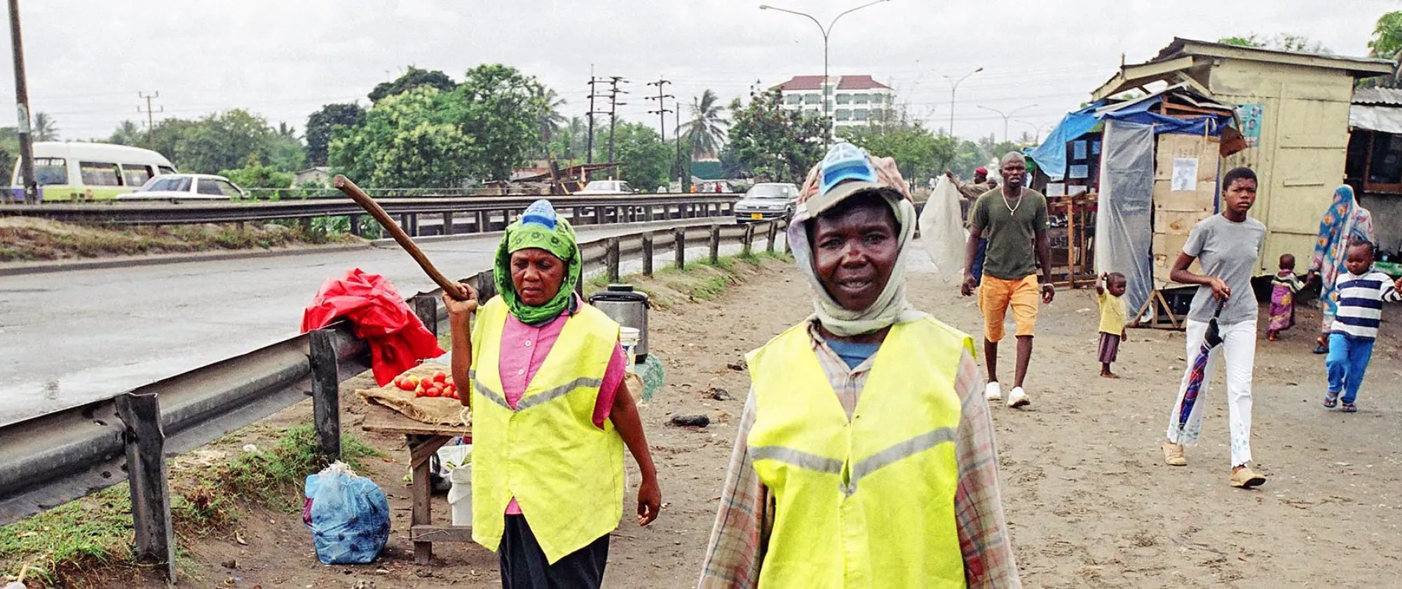 Employees of the Dar Es Salaam municipality clean the streets