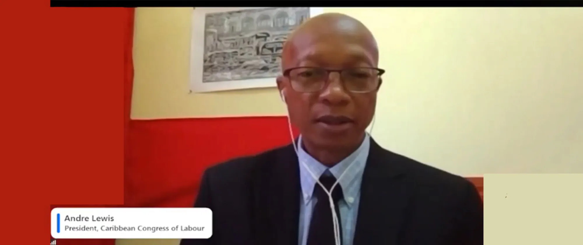 Photo of Mr Andre Lewis speaking during virtual meeting