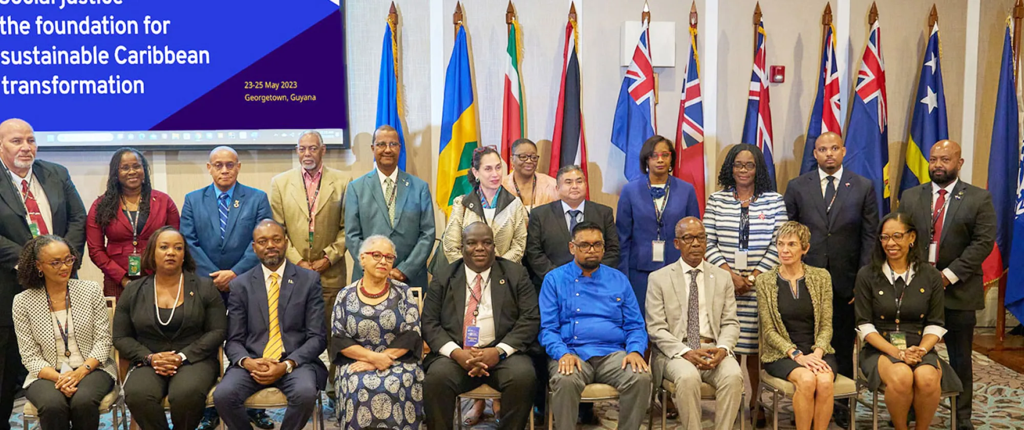 Group photo of delegates and officials opening cermenony Caribbean Labour Ministers in Guyana