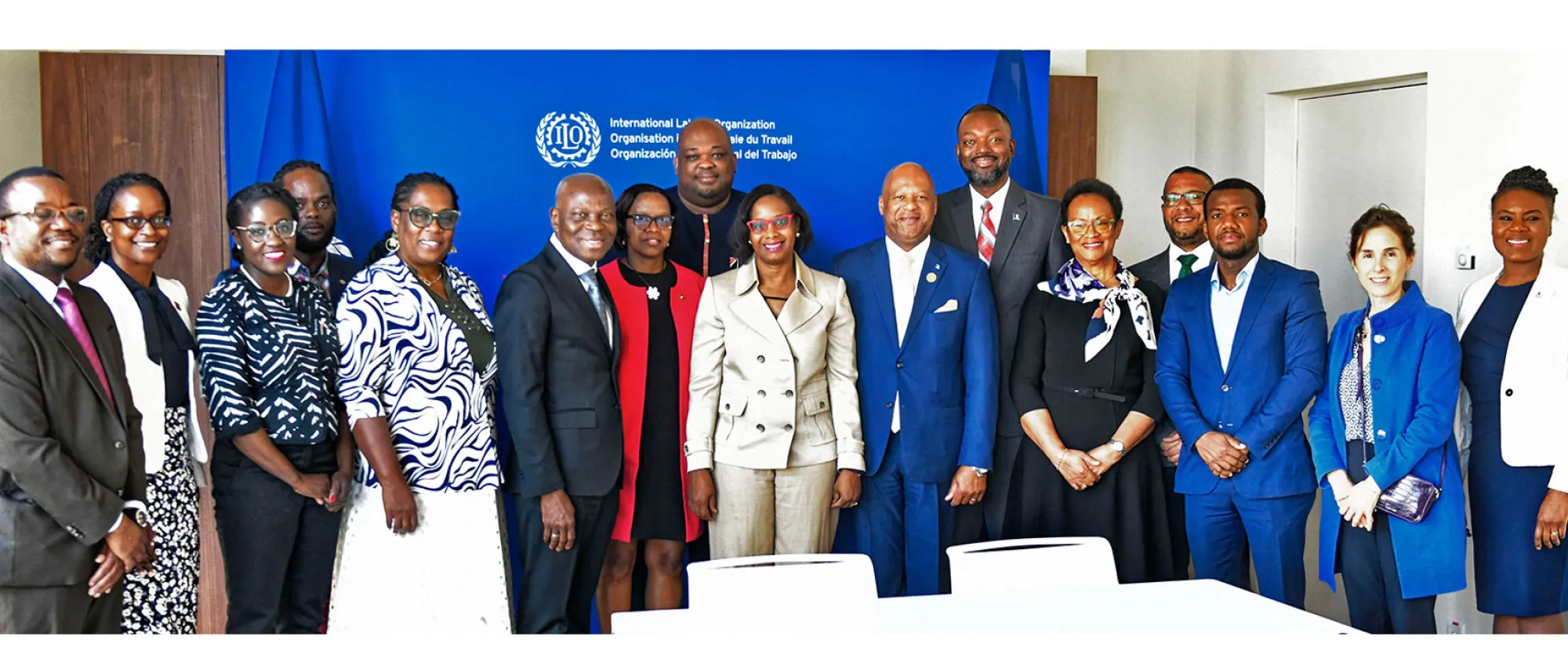 Group photo ILO Director-General, Gilbert Houngbo, with Caribbean Delegates during the 111th ILC, Geneva