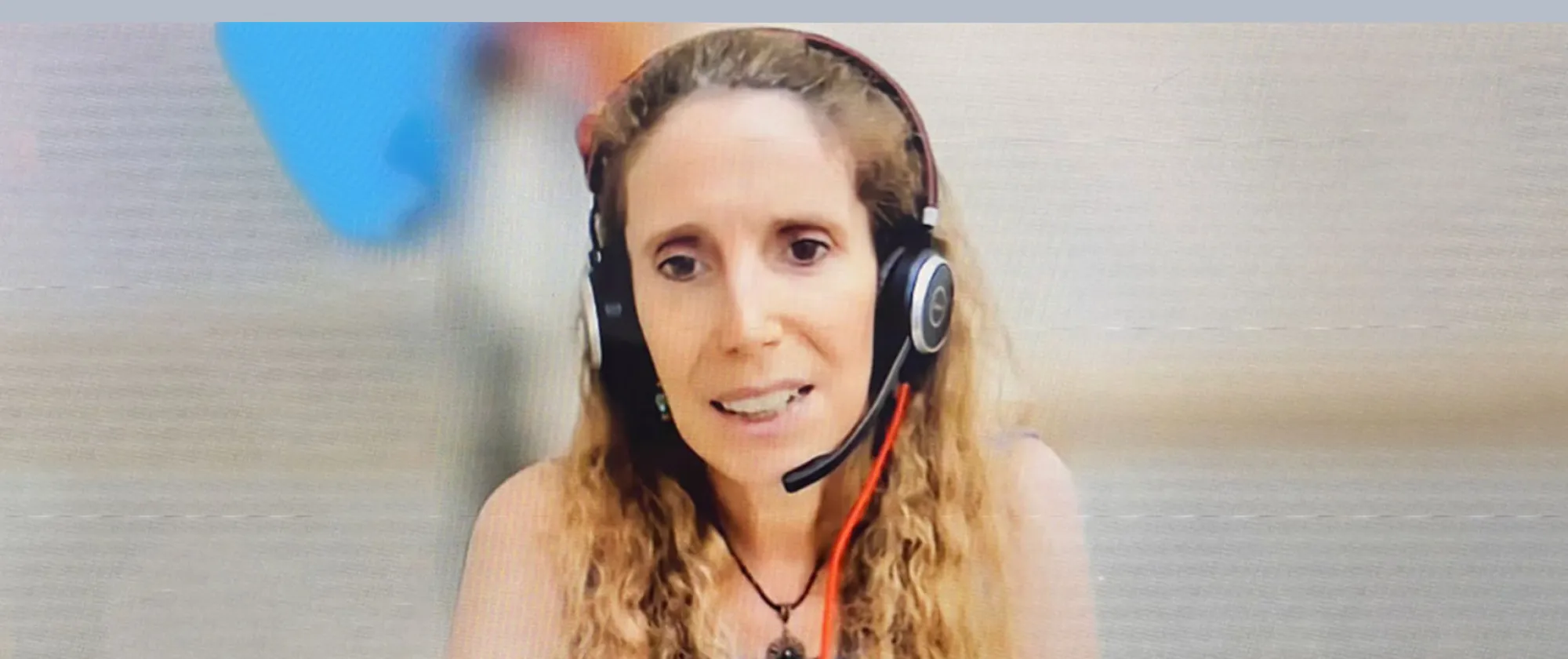 Photo of Maria Victoria Giulietti, ILO Senior Specialist during a virtual call