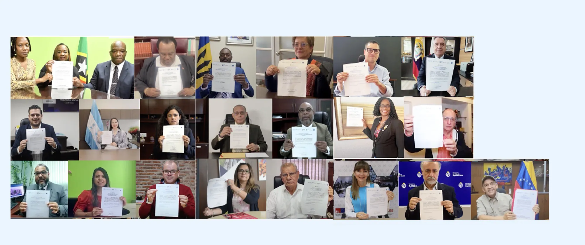 Group photo of signatories recommitting to eradicating child labour via Zoom
