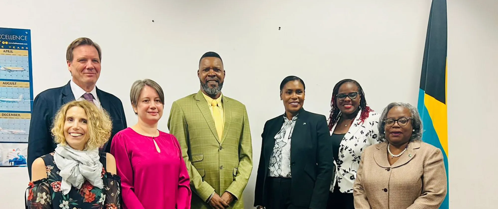 Dr. Joni Musabayana, ILO Caribbean Office's Director, centre, with other ILO Officials and the Bahamas team