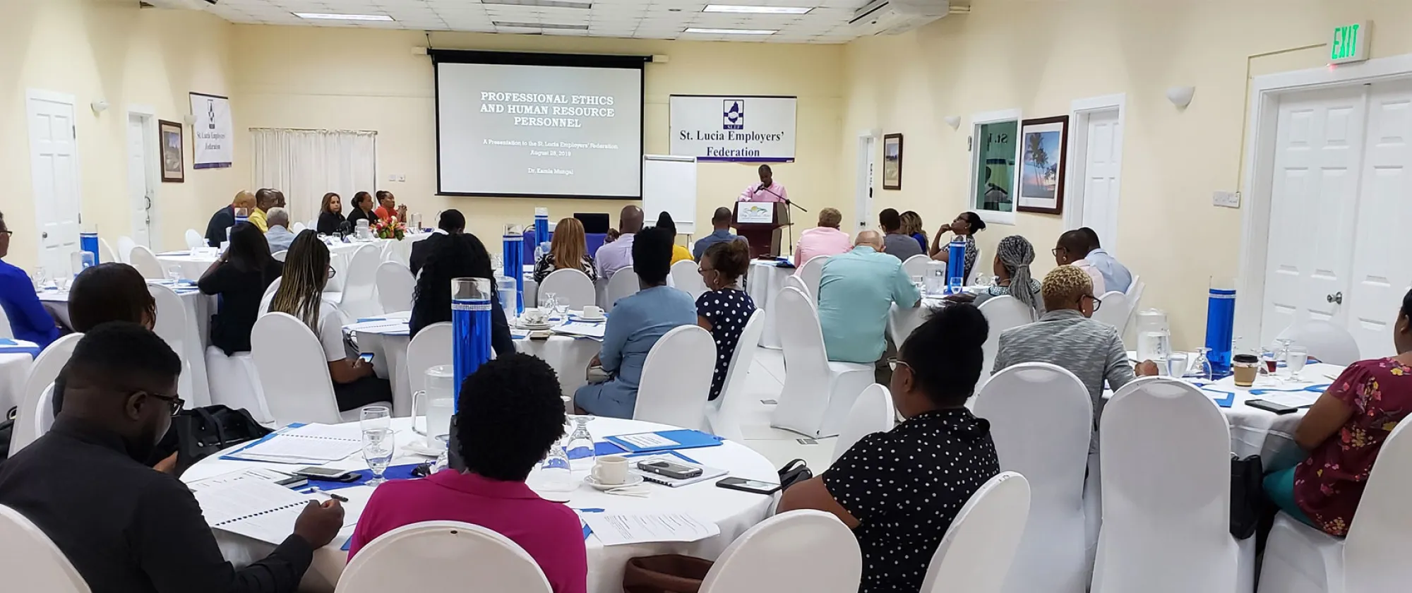 A group of people attending a seminar