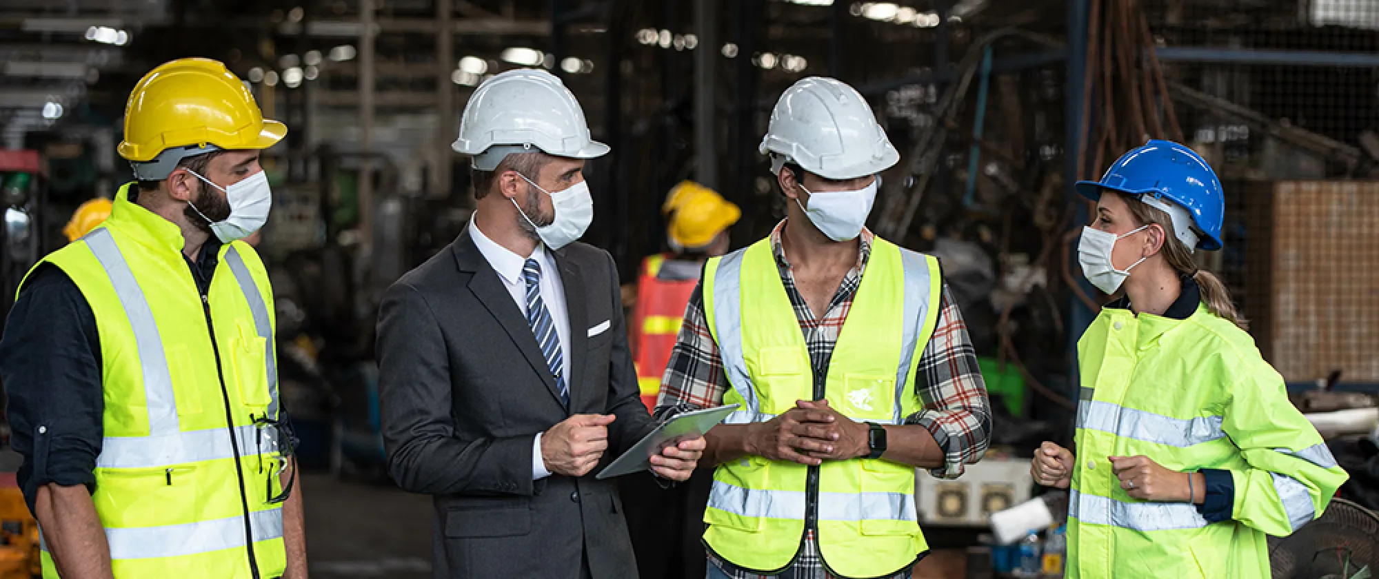 Workers at factory during COVID-19