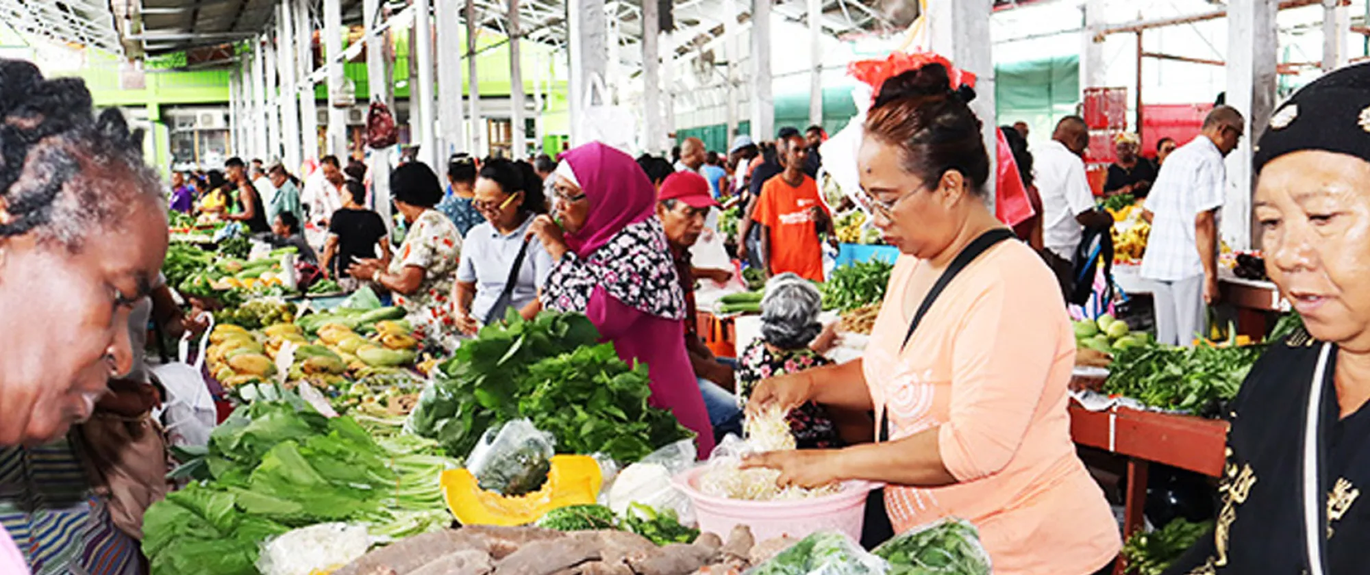 Women purchasing vegetables at a green market