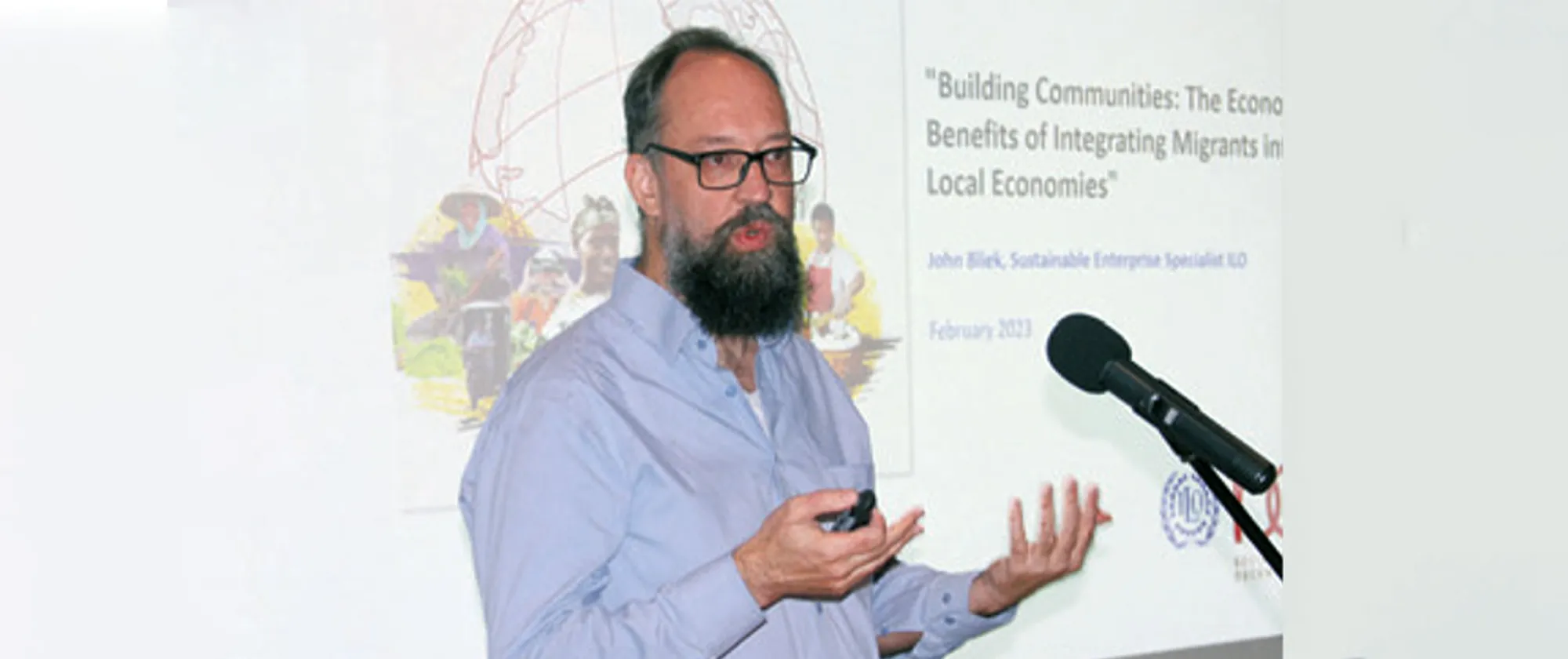 Photo of John Bliek, ILO Caribbean Specialist addressing a workshop