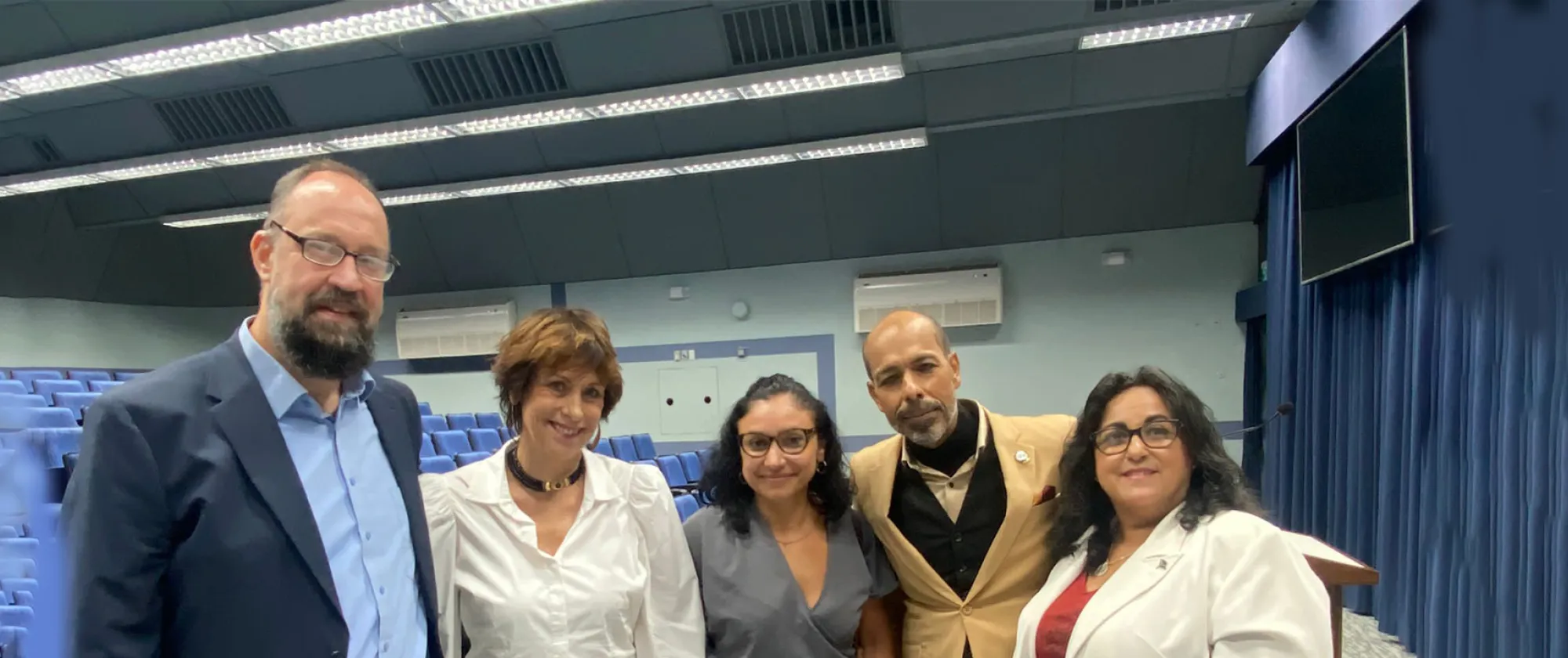 John Bliek, ILO Caribbean Specialist with three members of the Human Rights Defence Curaçao Team