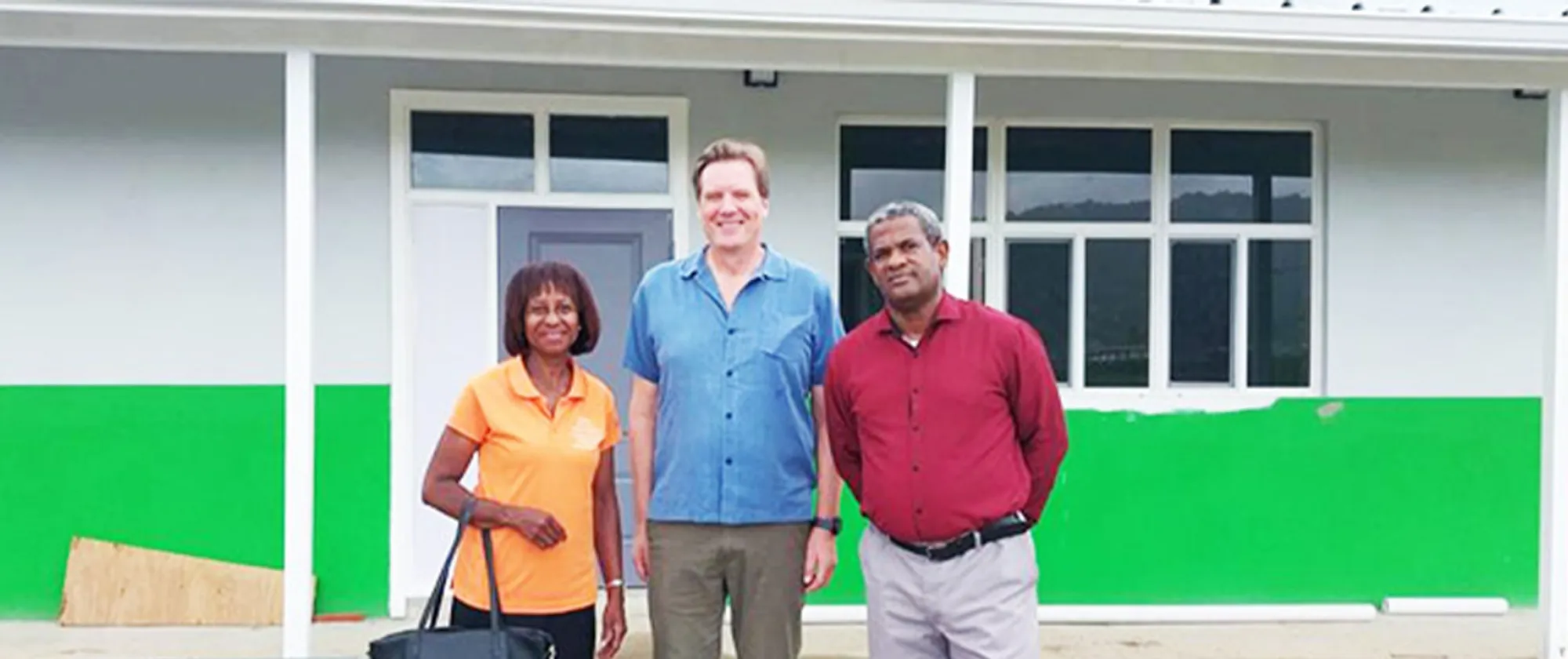 Photo of ILO Caribbean Deputy Director Lars Johansen with Tracy Dolcy and Karleen Mason