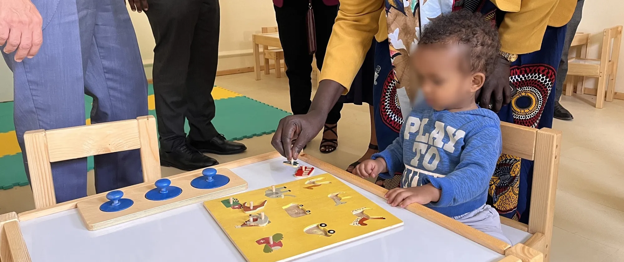 Child playing in a daycare facility