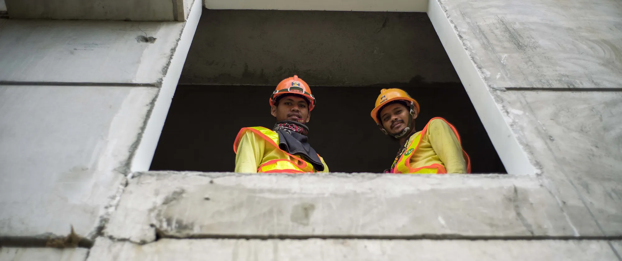 construction workers in a building