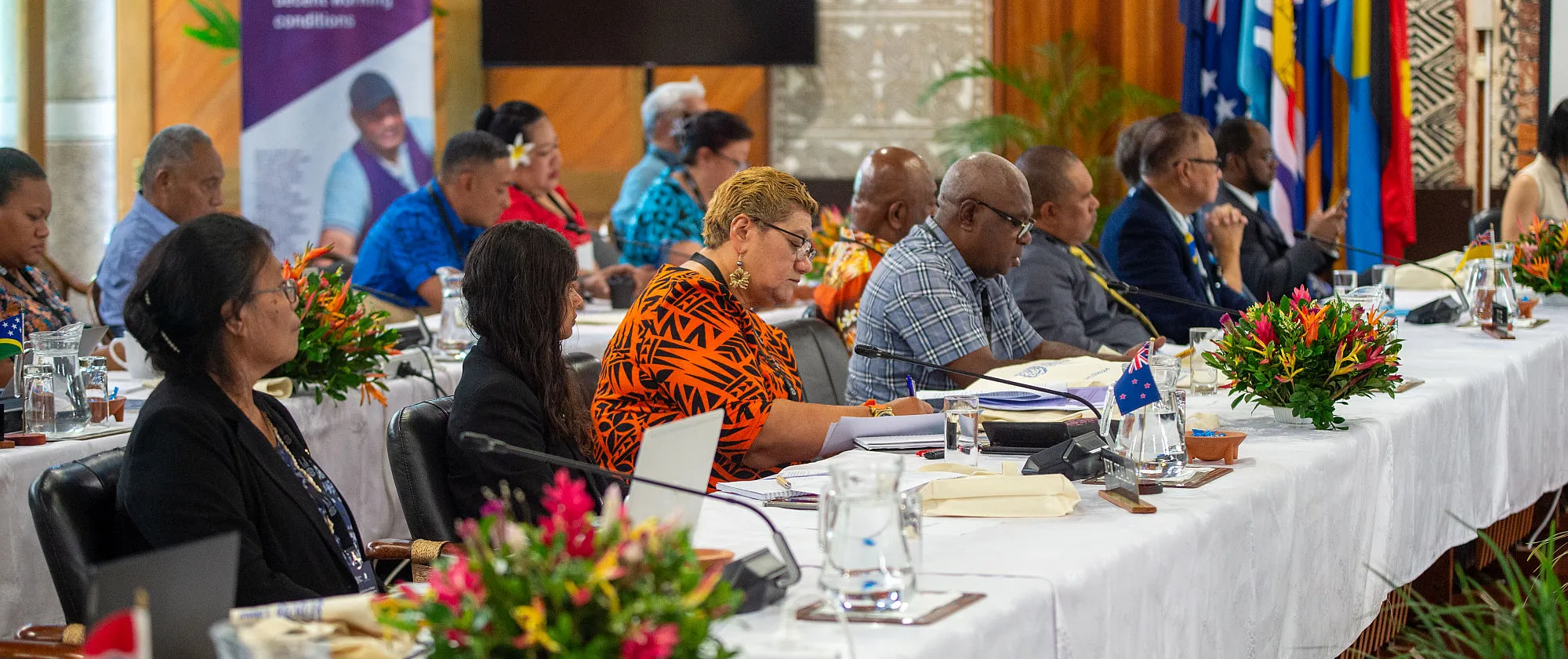 Participants of the Pacific Tripartite High-Level Dialogue on Decent Work and the 2050 Strategy for the Blue Pacific Continent in Suva, Fiji