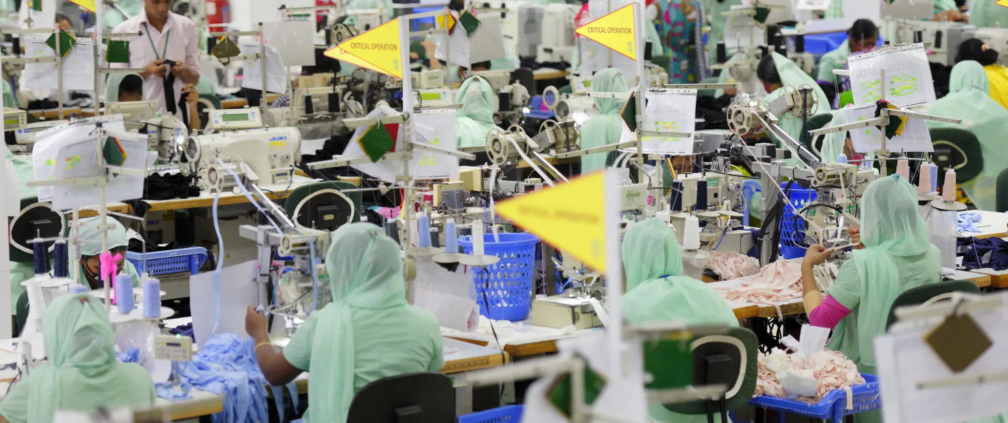 Workers at a readymade garments factory in Bangladesh