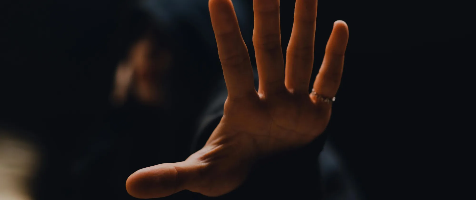Close-up of a hand with open palm.