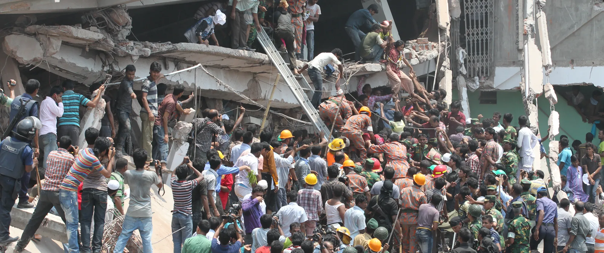 The rescue operation after the collapse of Rana Plaza in Dhaka in 2013