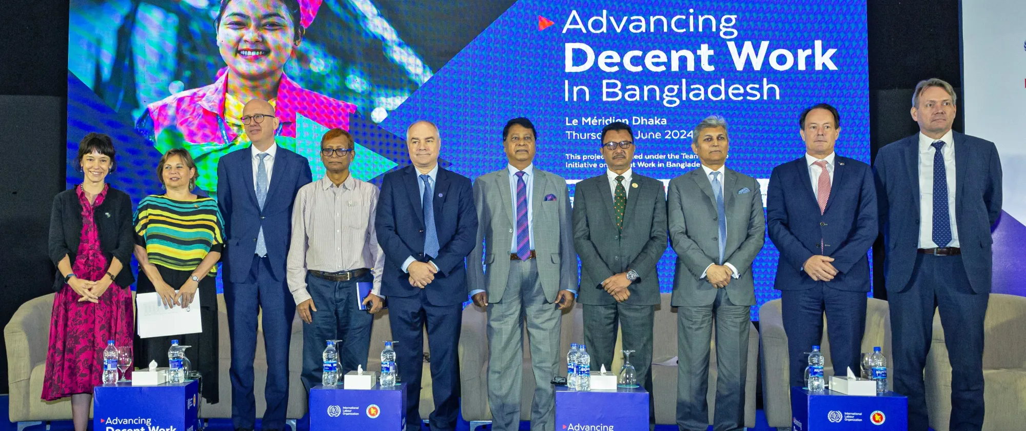 Key partners of the Advancing decent work in Bangladesh at the project launch in Dhaka
