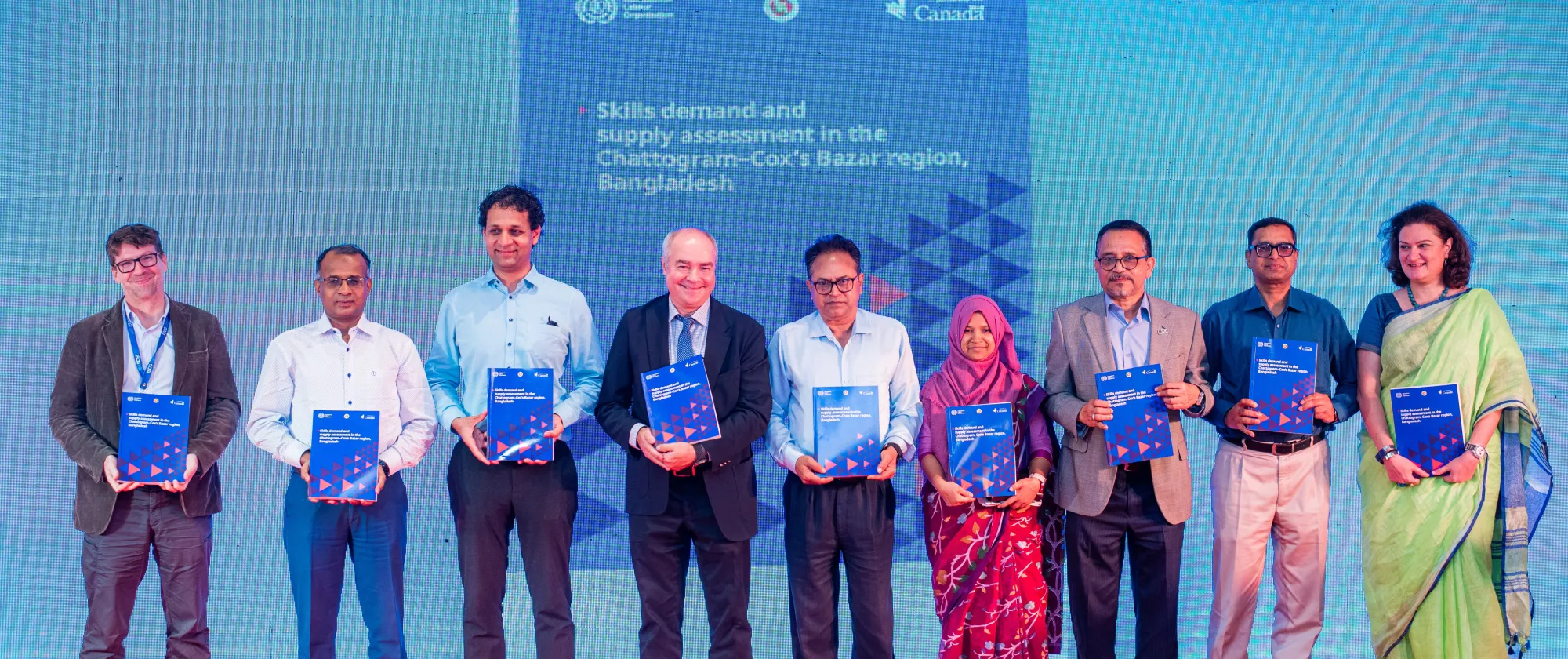 Key stakeholders display the skills demand and supply assessment report for Bangladesh's Cox's Bazar and Chittagong region