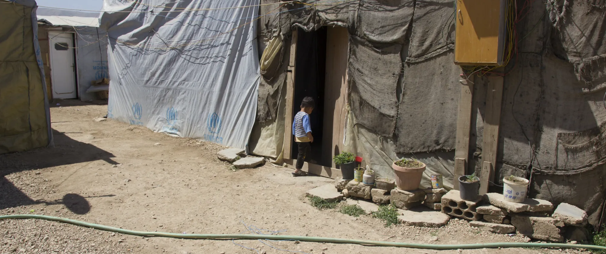 A Syrian refugee child at a camp in Lebanon