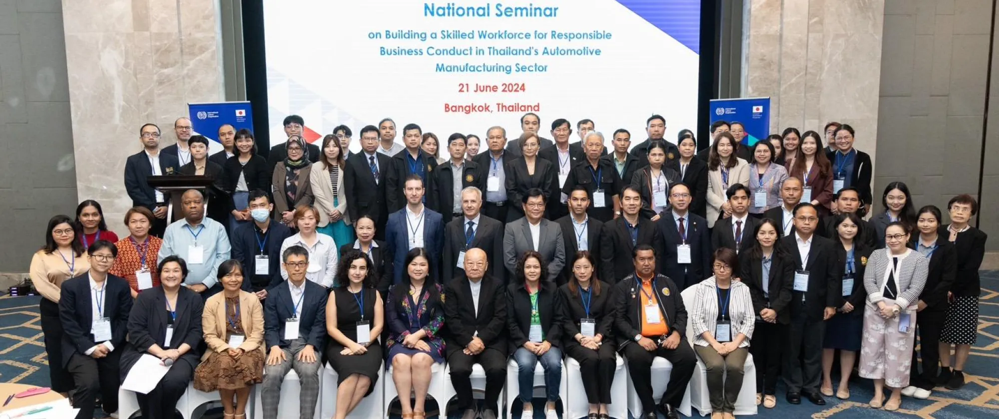 Group photo from the national seminar on enhancing skilled workforce in the automotive industry in Thailand