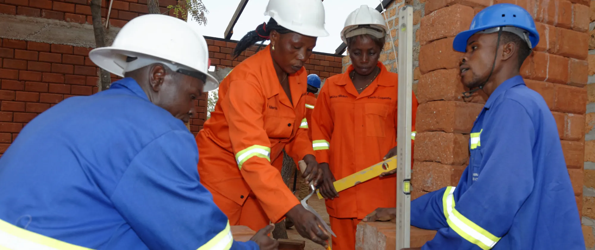 Construction workers in action