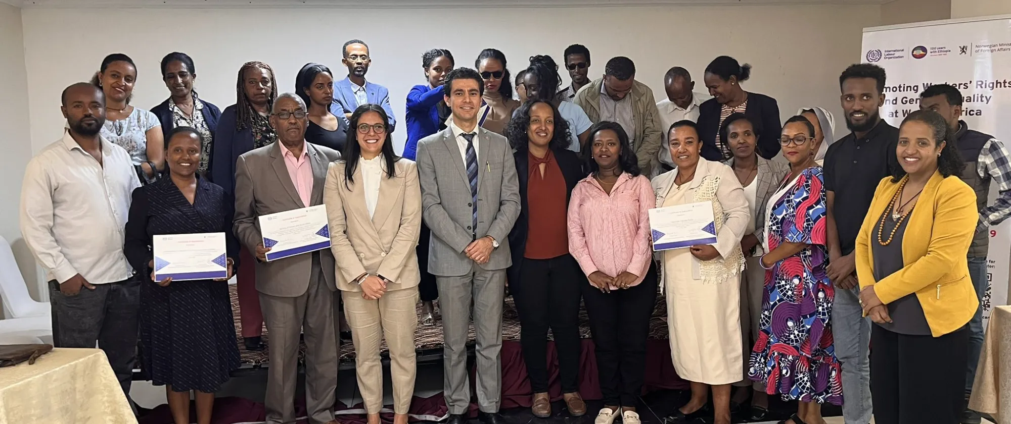 Group photo on the conclusion of the Workers' Rights and Care policies for Gender Equality 