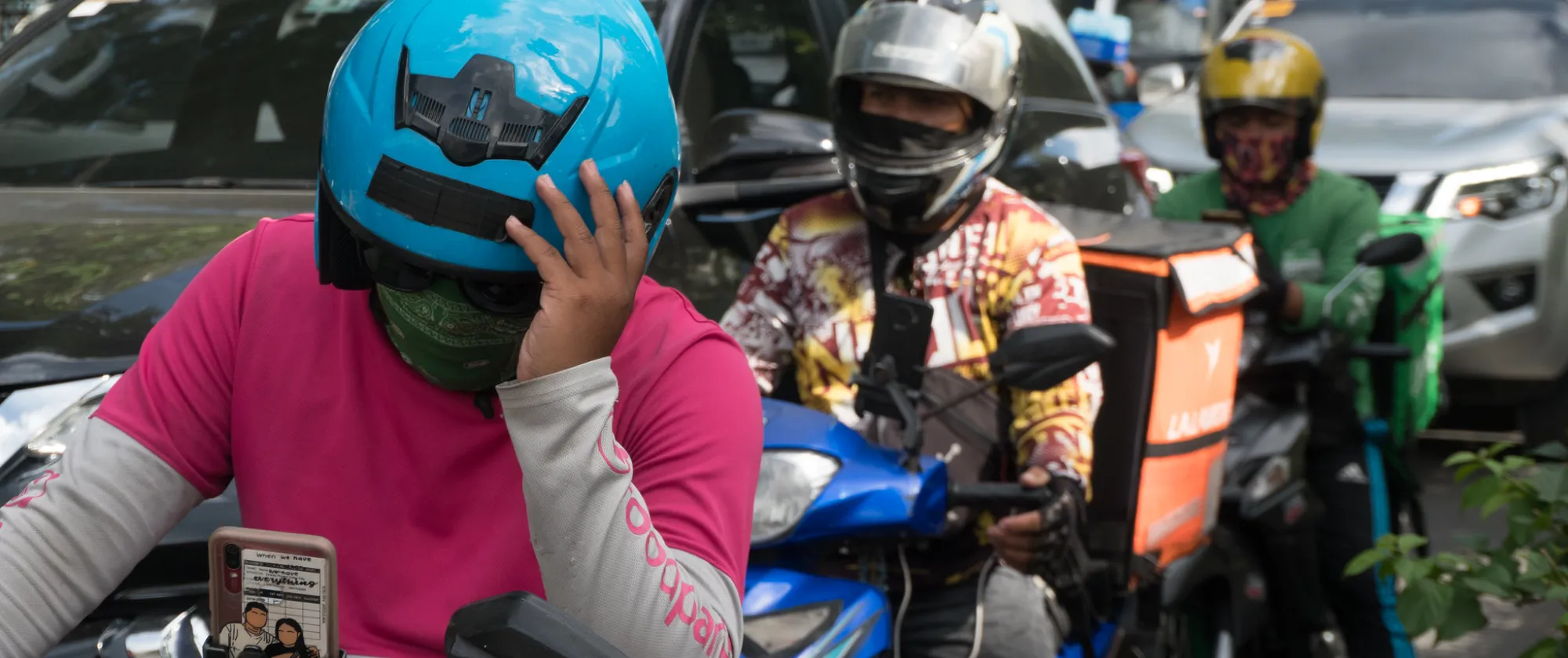 Motorcycle delivery riders