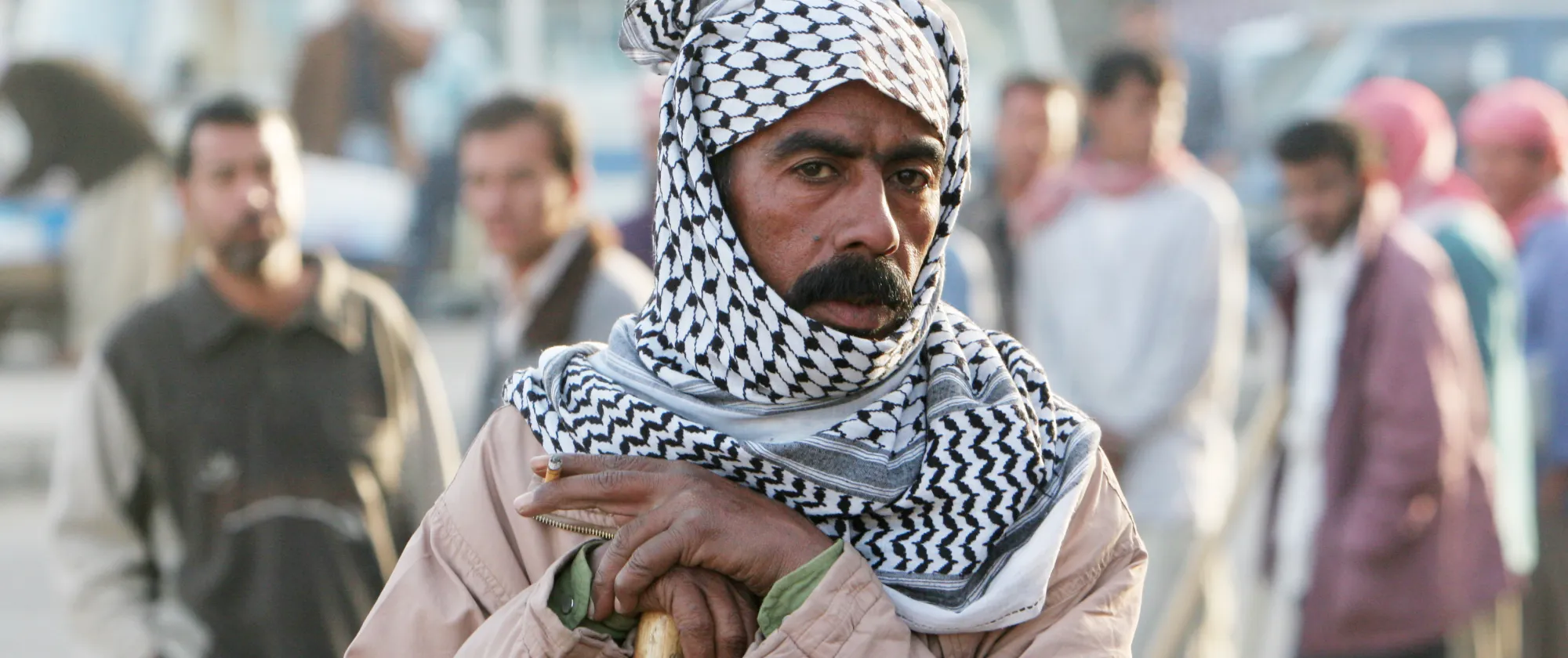 A construction worker in the streets of Baghdad.