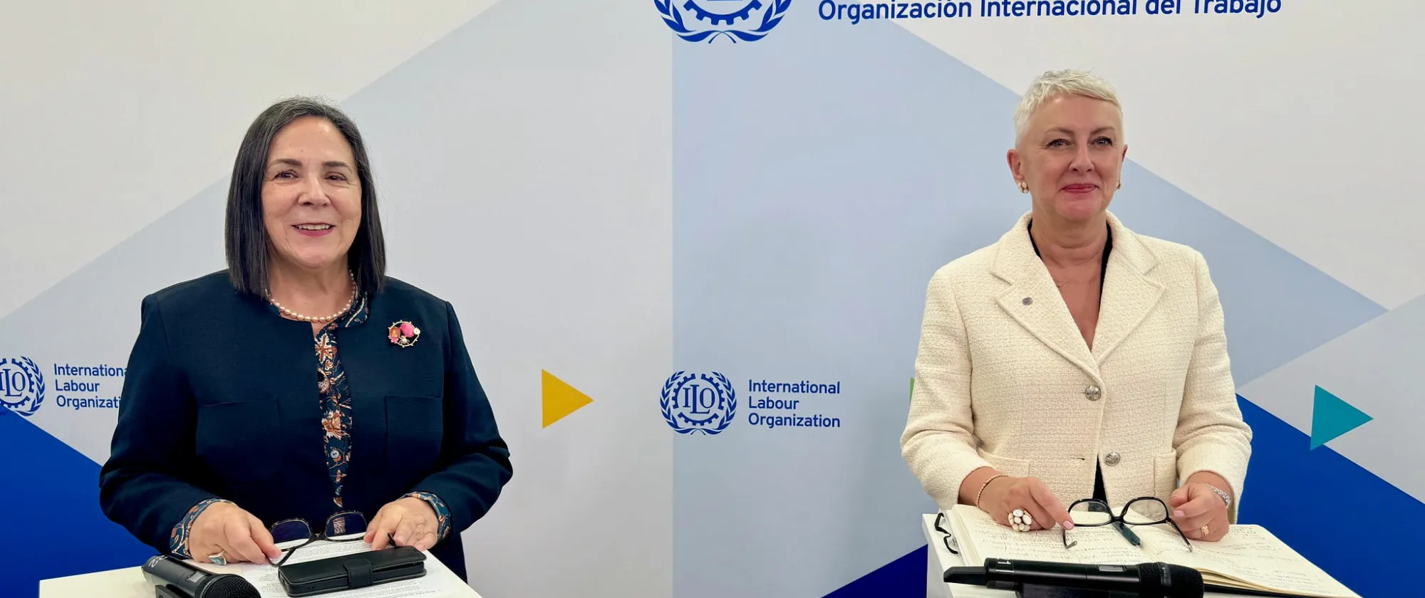 ACTRAV Director Maria Helena Andre and ACT/EMP Director Deborah France-Massin