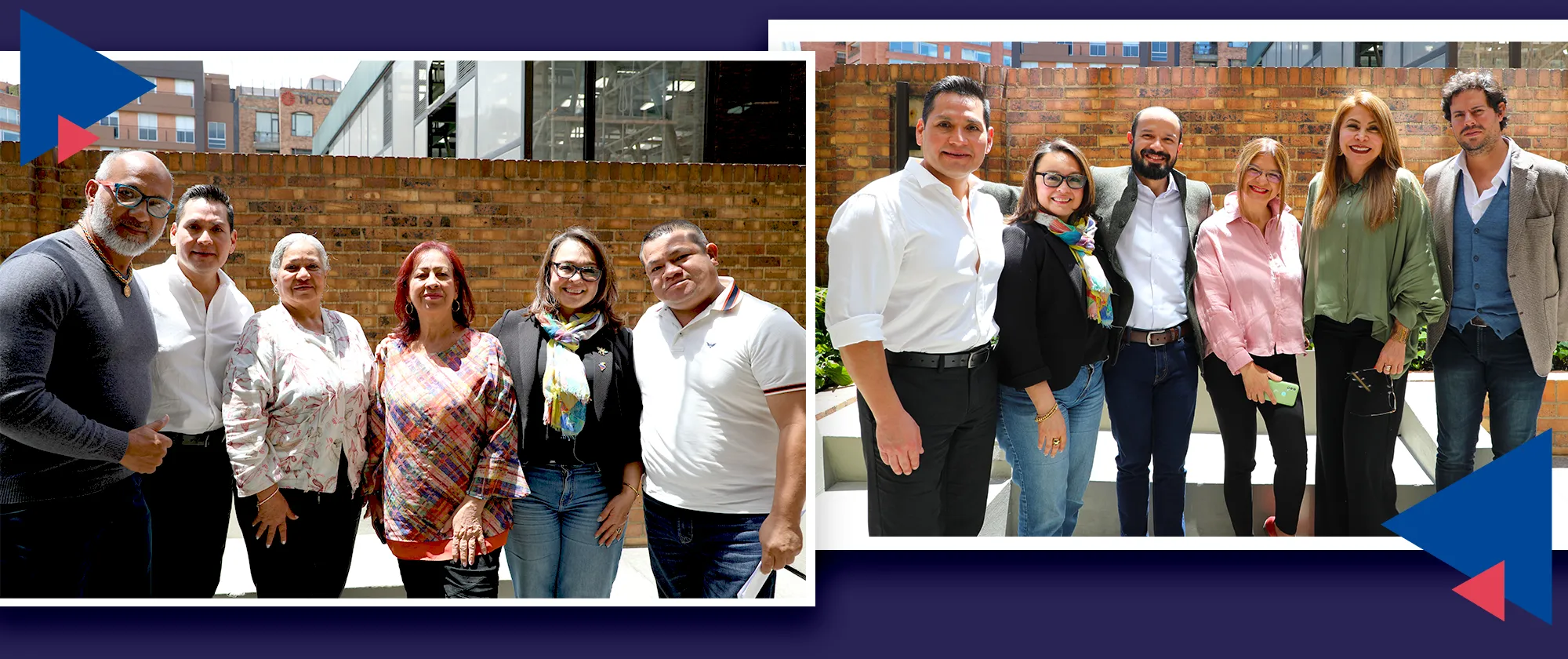 Collage de dos fotografías grupales de la la delegación del gobierno de Canadá junto a representantes del Ministerio del Trabajo y centrales sindicales