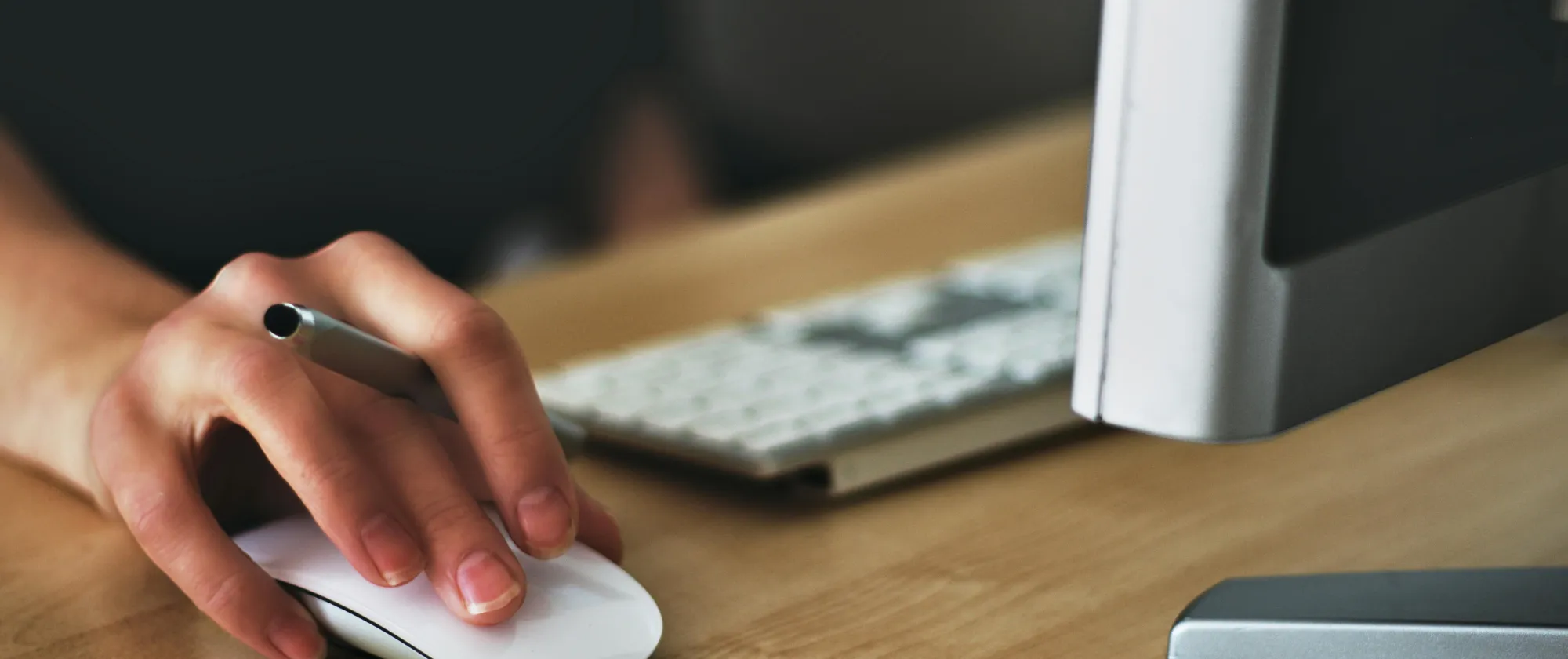 person using a computer for work