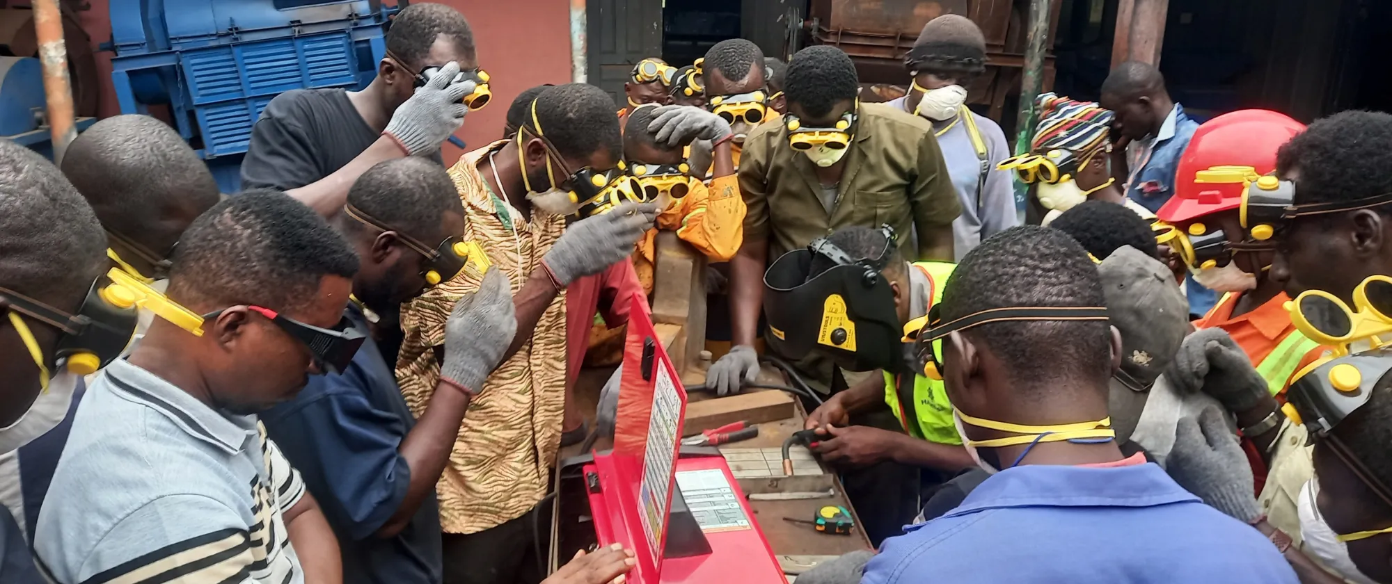 Welders being taken through practical lessons after their in-class sessions