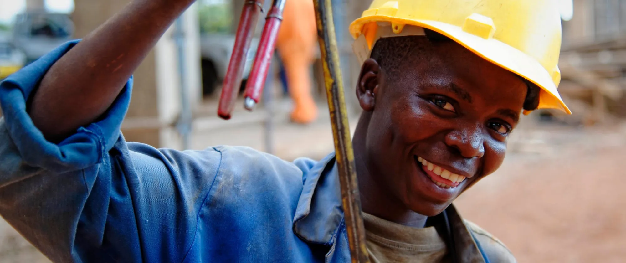 young man working in construction