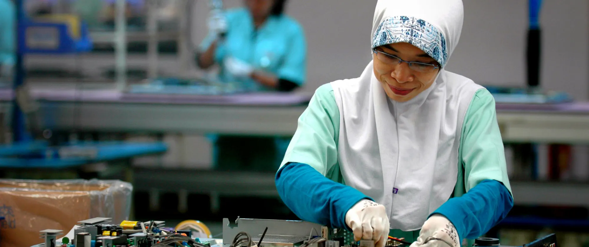 Workers of PT Toshiba Consumer Products Ind. Assembling and manufacturing of electronic goods,Indonesia