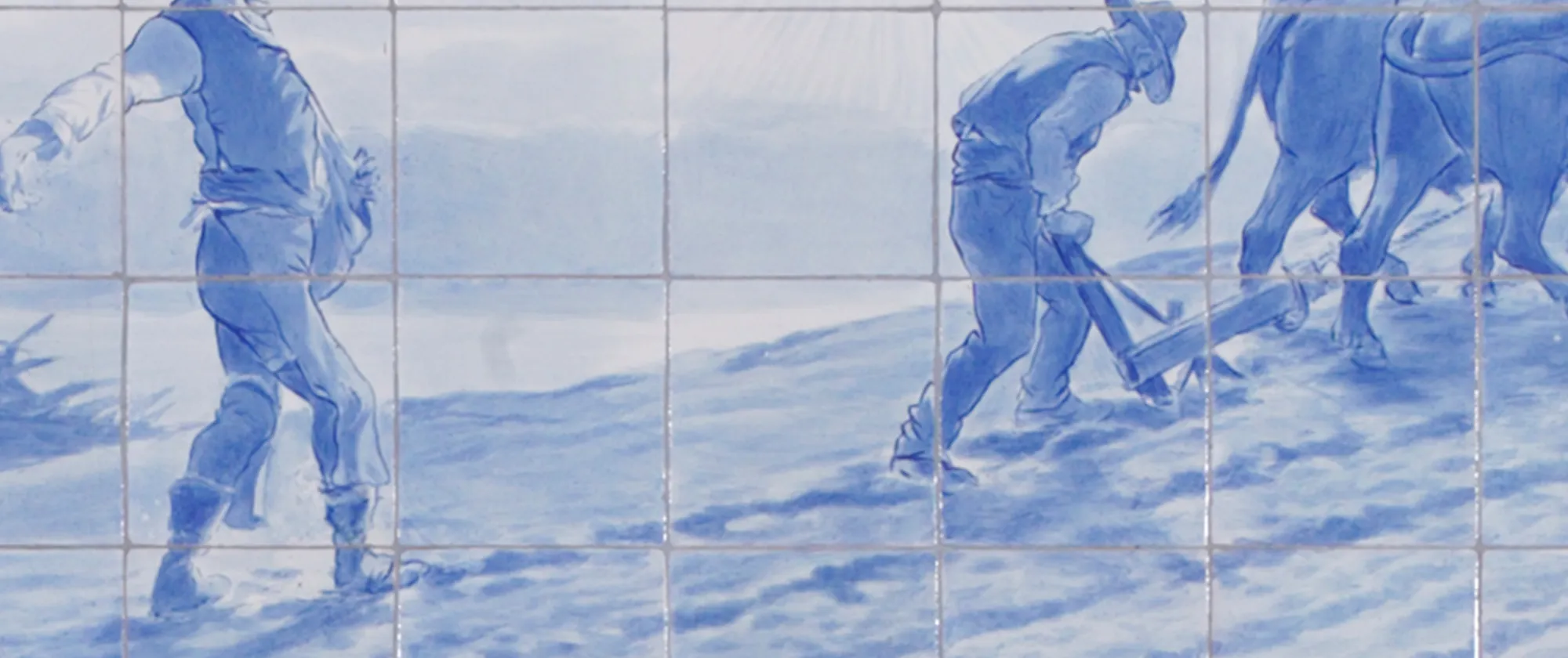 Pormenor de painel de azulejos (1928) do artista português Jorge Colaço, exposto nas primeiras instalações do BIT (1926-1975), atual sede da Organização Mundial do Comércio.