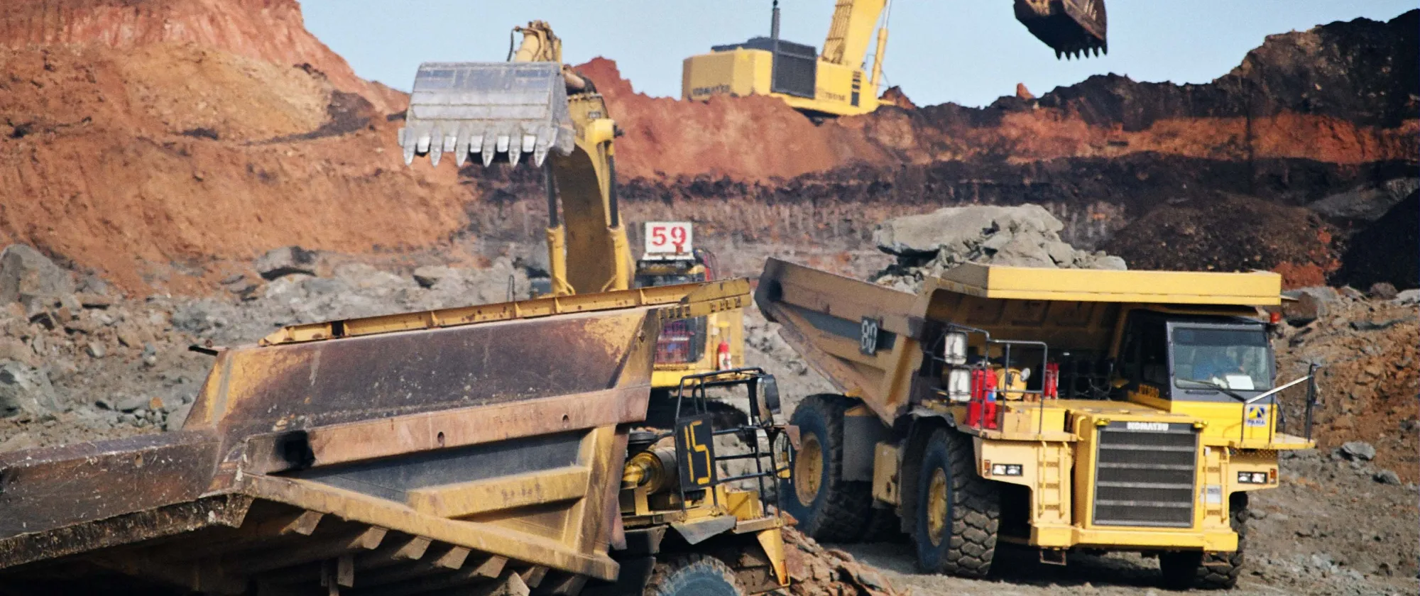 Heavy machinery working in a coal mine