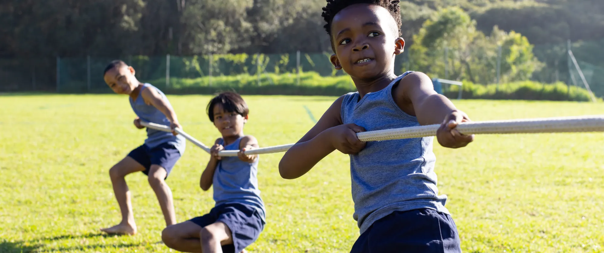Children playing tug of war