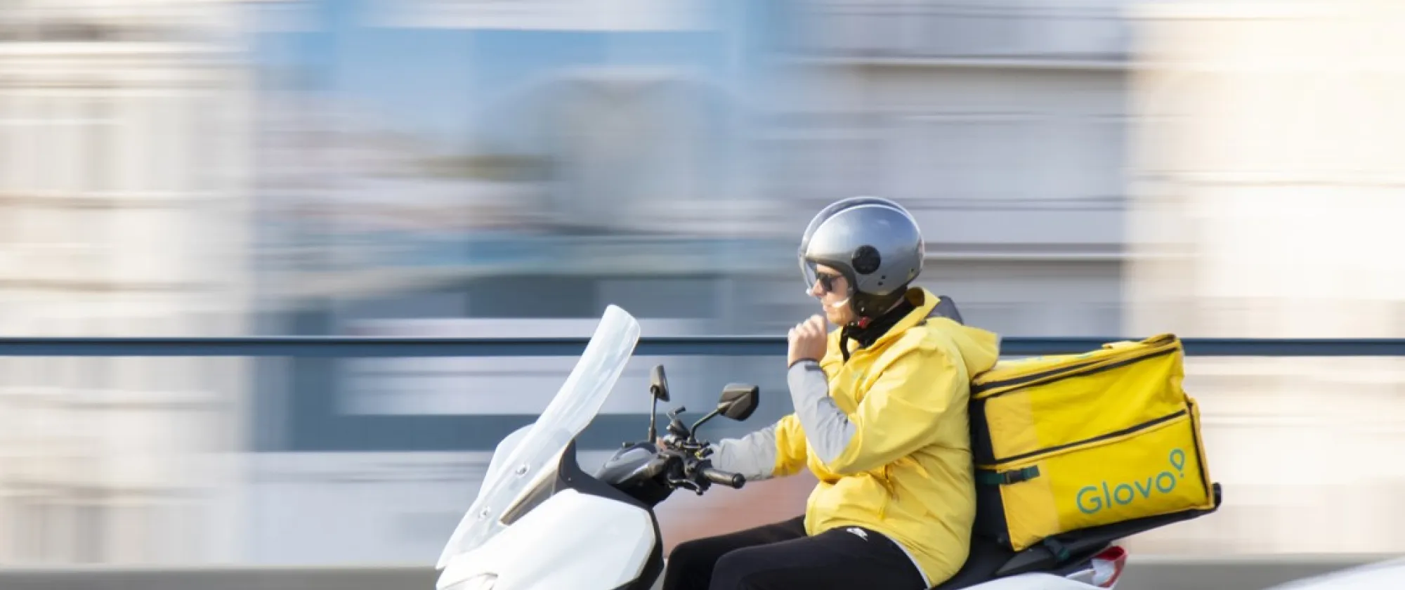 Food courier on a motorbike in Serbia 