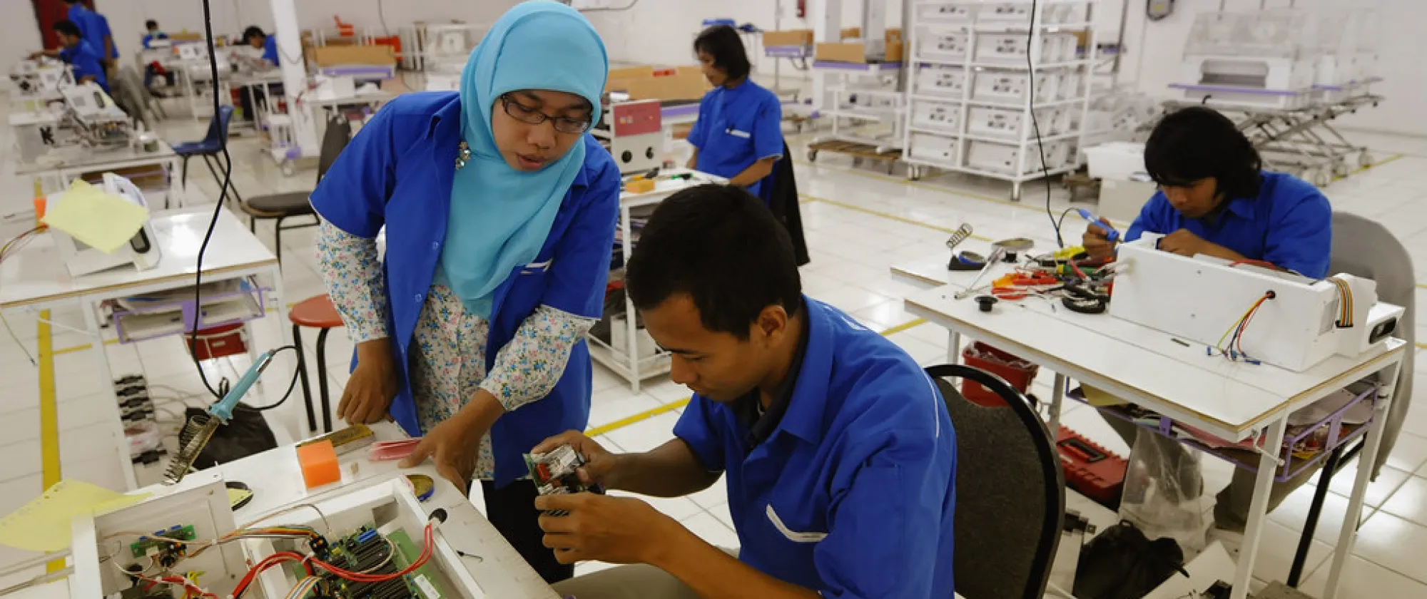 electronic factory workers in Indonesia